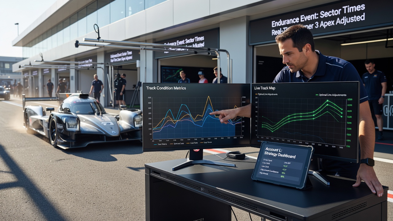 Operator dashboard displaying synchronized track data and betting line updates during an endurance competition